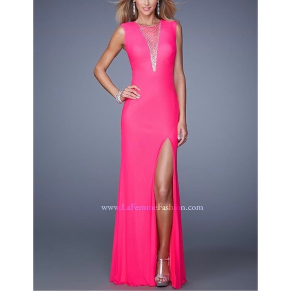 hot pink rhinestone dress